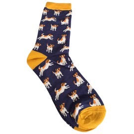 Purple Possum® Mens Socks Novelty Jack Russell Dogs Fun Bamboo Cotton Blend UK Dog Print Shoe Size 7-11 Gift Idea (Blue)