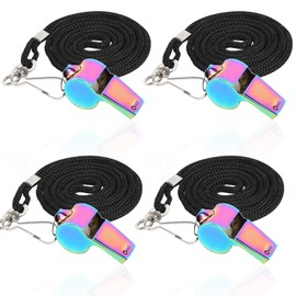 4 Stück Trillerpfeife, Edelstahl Trillerpfeife mit Schlüsselband Sportpfeifen Bunt Pfeife, Trillerpfeife Kinder Schiedsrichter Pfeife Whistle für Schulsport Fußball Hundetraining Sportunterricht