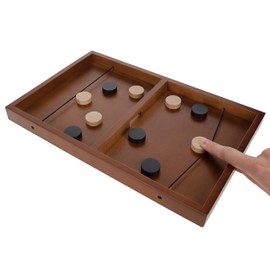 Pacific Shore Games Wooden Sling Puck Game, Table Top Hockey Games, 2 Player Indoor & Outdoor Fun, 14 inch Travel Size Board Game, Drinking Games for Adults