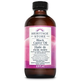 Heritage Store - Black Castor Oil | Deep Conditioning for Body, Hair and Brows with Roasted Castor Seeds | Vegan & Cruelty Free | Hexane-Free | 237ml