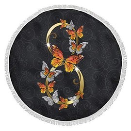 FreedomLook Infinity Butterfly Comfortable Rounded Beach Pool Picnic Towel Blanket - Multipurpose Outdoor Beach Mat