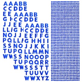 3 Sheets Glitter Alphabet Stickers and 1 Sheet Rhinestones - Adhesive Letter Stickers for Decoration, Scrapbooking and DIY Crafts (Dark Blue)