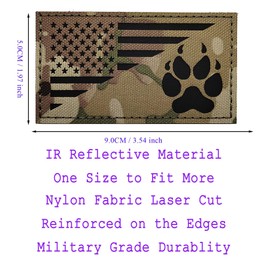 Parche táctico con diseño de pata de oso infrarrojo infrarrojo, con diseño de bandera estadounidense, camuflaje, extraíble, reflectante, para chaleco, chamarra y bolsas, mochilas (1)