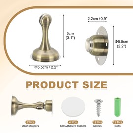 MECCANIXITY Magnetic Door Stoppers Stainless Steel Door Stops, Wall Floor Mounted Doors Holder Keep Doors Open for Home Office Closet (Bronze, Pack of 2)