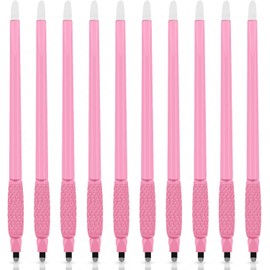 10 Lápices Desechables de Microblading para Cejas: Herramienta Manual de Tatuaje con Nanohoja Y Esponja Pigmentada para Un Modelado Preciso de Cejas (10 Lápices Rosas 0.15 18U-Tipo B)
