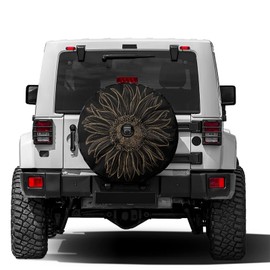 Delerain Spare Tire Cover with Backup Camera Hole Sunflower Wheel Covers Waterproof Dust-Proof UV Sun Universal Fit for Jeep Trailer RV SUV Truck (18 Inch for Diameter 32"-34")