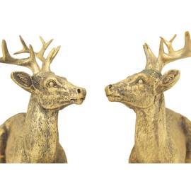 B2S BACK2SEASON Reindeer Pair Nilan Gold Lying Elegant Christmas Decoration Collect Deer Artificial Stone Set of 2