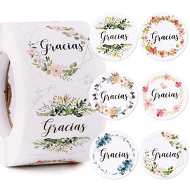 BETESSIN Pack of 500 Gracias Stickers Spanish Thank You Stickers Guest Gift Stickers for Wedding Birthday Christening Party