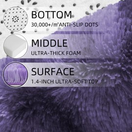 Small Rug Throw Rugs for Bedroom, Mini Area Rug, Fluffy Purple Carpet, Affordable Door Entryway Indoor Inside Front Entrance Dog 2x3 Mat, Home Decor Aesthetic(2 x 3, Purple Starry)