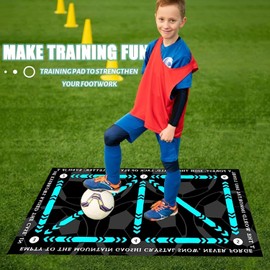 Football Footstep Training Mat,Footstep Training Mat,Soccer Train Mat for All Levels,Non-Slip Silent Equipment for All Ages to Improve Speed,Strength and Coordination
