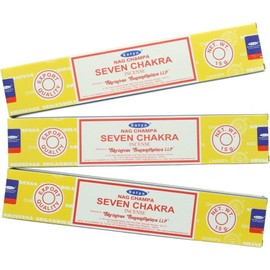 Satya Nag Champa Seven Chakra 100% Natural incense Sticks | 3 Packs | Handmade Incense Sticks | Used for Stress Relief, Spiritual Decor, Smudging and Meditation