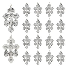 DICOSMETIC 20Pcs Cross Charms Alloy Crucifix Charms Religious Crosses Pendants Tibetan Style Prayer Pendants Large Cross Charms with Jump Ring for Jewelry Making Bracelet Necklace