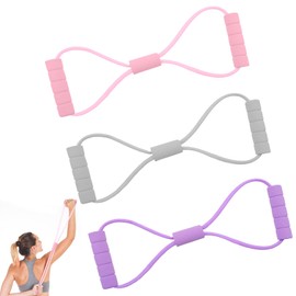 3 Pcs 8-Shaped Resistance Bands with Handles, Exercise Bands for Arm Back Shoulder Stretch, Rope 8 Stretch Yoga Fitness Band for Women and Men Muscle Training
