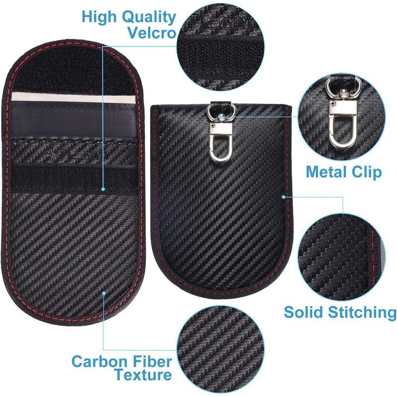 2PK Faraday Bag for Key Fob, 3.5''X5.0'' Faraday Cage Protector,
