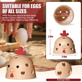 Silicone Egg Brush Cleaner, Egg Washer for Fresh Eggs, Egg Scrubber Reusable Cleaning Tools for Egg Washer, Ideal Gift for Backyard Chickens (White + Brown 2 Pcs Set)