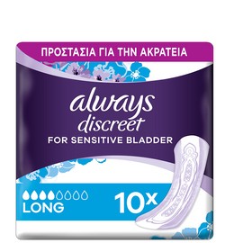 Always Discreet for Sensitive Bladder Plus Long Size 4, 10pcs