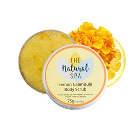The Natural Spa Lemon Calendula Body Scrub, All-Natural Body Exfoliator for Hands, Feet, Legs, and Arms, Handmade Skin Care Products for Soft and Smooth Skin, Zero Waste, 75g Apricot Kernal Oil