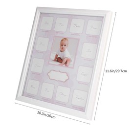 VOSAREA First Year Photo Moments 12 Months Baby Keepsake Frame Growth Record Photo Frame Expecting Parent Pink
