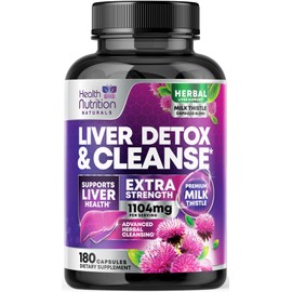 Gentle Liver Cleanse Detox & Repair Formula - Advanced Liver Support Supplement with Silymarin Milk Thistle, Dandelion Root, Artichoke Extract, Turmeric, Choline, & Beetroot - 180 Veggie Capsules