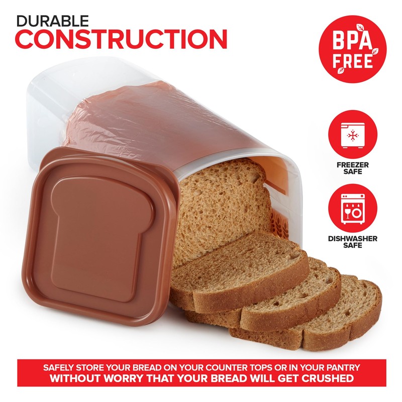 Stock Your Home Bread Container (2 Pack) Bread Loaf Keeper,