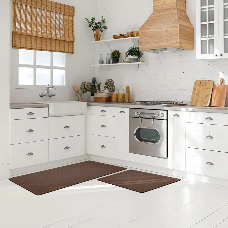 PVC Modern Anti-Fatigue Kitchen Floor Mat Foam Backing Cushioned Antimicrobial