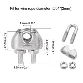 sourcing map M2 Wire Rope Accessory Set for 2mm Dia Wire Rope, 12Pcs Wire Rope Cable Clip Clamp, 6Pcs Thimble Rigging, 6Pcs Aluminum Crimping Loop Sleeve