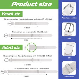 Hercicy 12 Pcs Baseball Belts Softball Belts Bulk for Adult and Youth Belts Football Belt Adjustable(Adult Size,White)