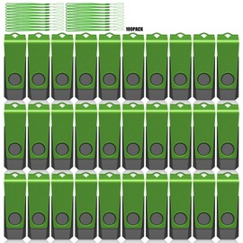 AGECASH 4GB USB Flash Drive 100 Pack Bulk USB Thumb Drive Green Swivel USB 2.0 Flash Drives Memory Stick 4GB USB Drive Pack of 100 Pen Drive Jump Drive Multipack for Data Stroage and Backup