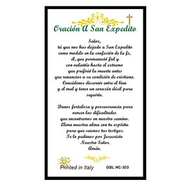 Gifts by Lulee, LLC Oracion a San Expedito Tarjeta de Rezo Bendecida Importada de Italia Laminada con Acentos en Oro