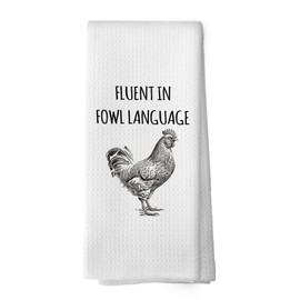 Mcehtle Funny Chicken Gifts Kitchen Towels, Chicken Lover Gifts Hand Towels for Kitchen, Fluent in Fowl Language Chicken Decorative Tea Towels Dish Towels, Chicken Kitchen Decor, 16x24 Inch