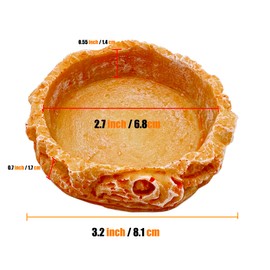 Small Reptile Water Dish Food Bowls, 2 Pack Reptile Feeding Dish for Hermit Crab Bearded Dragon Lizard Leopard Gecko Tortoise Frog