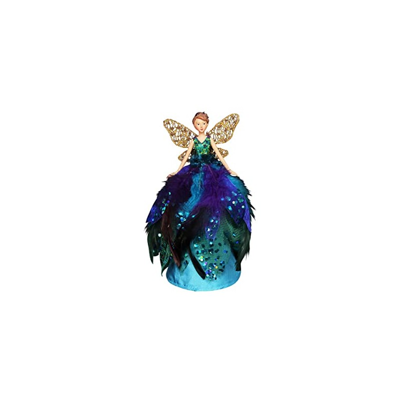 Peacock Angel Fairy Christmas Tree Topper Decoration (18 cms) by