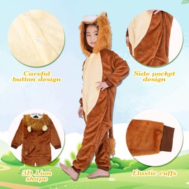 Moiuguli Lion Costume Children, Lion Costume Onesie, Animal Costume Lion Jumpsuit for Baby Child Girls and Boys Carnival Cosplay Costume (Brown)