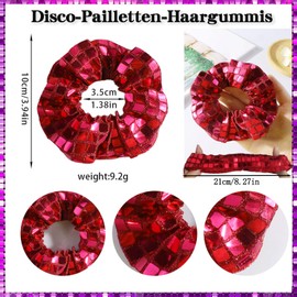 GFORI Disco Sequin Hair Scrunchies, Metallic Silver Red Yellow Waiting Elastic Ponytail Hair Bobbles Retro Crunchies Hair Scrunchies Disco Party Gifts Hair Accessories Hair Band Women