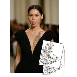 Black Flower Tattoo – Large 10x12cm Chest or Back Design – 2-Pack by Inkwear