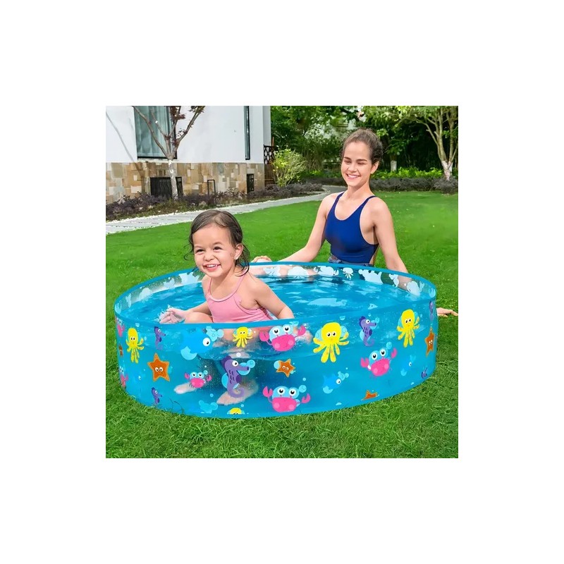 Alberca Circular Infantil Animales Marinos 122 Cm Color Azul
