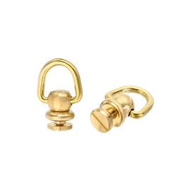 sourcing map 2Pcs Brass Rivets Stud Screw, 13mm Solid Brass D Ring Ball Studs Rivets 360 Rotatable Purse Ball Stud Screw for Purse Belt Handbag, Gold