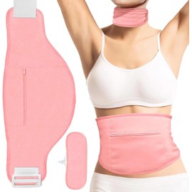 2Pcs Organic Castor Oil Pack Wrap Kit Reusable Adjustable Washable for Liver Detox Waist and Neck Wrap for Unisex Adult