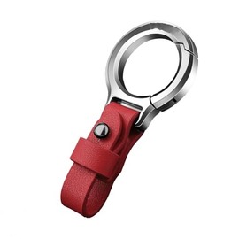 Portable Zinc Alloy Leather Keychain, Zinc Alloy Cowhide Leather Keychain, Zinc Alloy Key Rings Leather, Car Key Holder Portable Waist (Red,Grey Buckle)