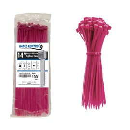 Kable Kontrol Fluorescent Pink Zip Ties 14 Inch 100 Pcs, 50 Lbs Tensile Strength, Self-locking Nylon Colored Cable Ties Wire Wraps for Indoor or Outdoor Use…