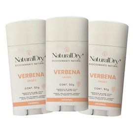 NaturalDry - Unisex- Desodorante Natural - NEUTRALIZA EL MAL OLOR - Sin aluminio - Sin parabenos - El aroma te va a encantar - No obstruye los poros - Elimina el mal olor - Verbena en barra (3 Unidades)