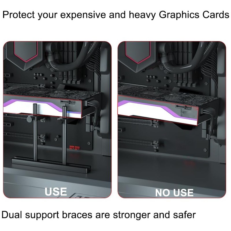 GPU Support Bracket Sliding Base Prevent Slipping Height Adjust Aluminium