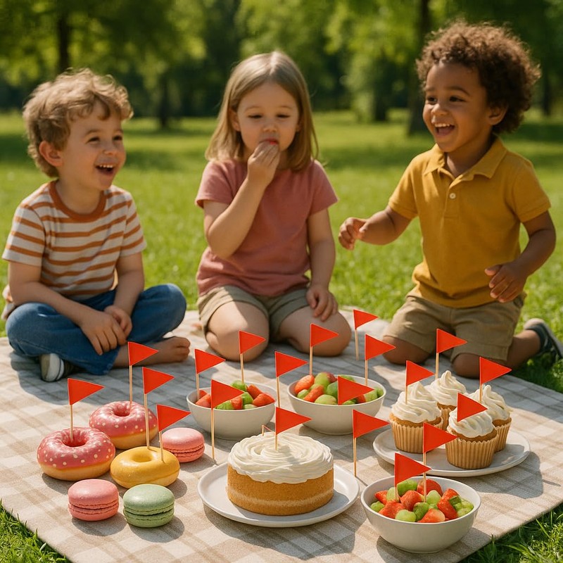 100 PCS Classic Red Toothpick Flags - Mini Solid Triangle