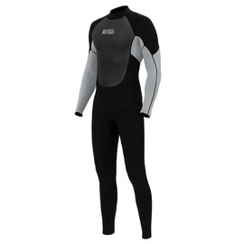KMT Wetsuit for Men, Mens 3/2mm Wetsuits Full Ultraflex Wet Suits Back Zip Keep Warm in Cold Water High-Elasticity CR Fabric