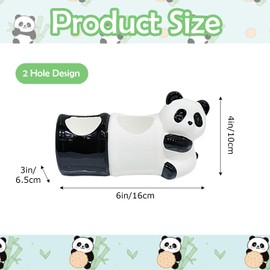 Cute Ceramic Panda Toothbrush Holder – Electric Toothbrush & Toothpaste Organizer for Bathroom Sink – Adorable Vanity Countertop Stand, Fun Animal Decor (Two Slots)