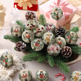 Outus 16 Pcs Christmas Tree Ball Ornaments Vintage Nutcracker Christmas Decorations for Tree Colorful Xmas Decorative Hanging Ornaments for Farmhouse Home Fireplace Decoration Holiday Party Favors