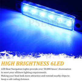 PSEQT LED Boat Navigation Lights Marine Interior Courtesy Light Strip Deck Transom Cockpit Lighting 3.8'' 6 LED 12V Waterproof Lamp w/Clear Lens for Fishing Pontoon Kayak Yacht Sailboat (Blue 10Pcs)