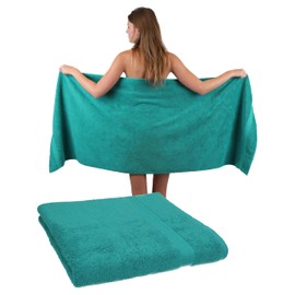 Betz 2 Stück Saunatuch XXL Badetuch Liegetuch Strandlaken Saunahandtuch Premium Frottee 100% Baumwolle Größe 70 x 200 cm Farbe smaragdgrün
