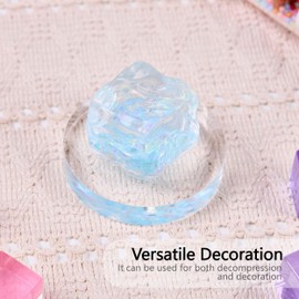 Blingbling Ice Cube Squishy Squeeze Toy, Cute Squishy Fidget Toy, Soft Silicone Squeeze Gifts for Kids Adults Party Favors (Transparent-Blue)