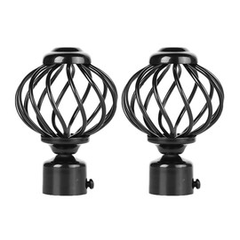 MAGICLULU 2pcs Round Curtain Rod Finials Drapery Pole Ball End Twisted Cage Replacement Decorative End Head Caps for Home Office Black
